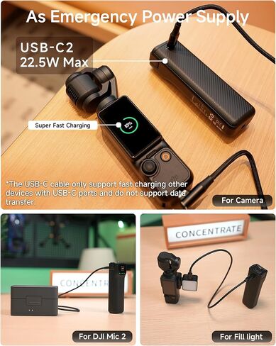 LKTOP Pocket 3 مقبض بطارية + مصباح LED ملء لـ DJI Osmo Pocket 3، ملحقات Xtra Muse، شاحن سريع بعمر بطارية 6 ساعات، مقابض عصا طاقة 5000 مللي أمبير 22.5 وات (وقت الشحن: كاميرا 30 دقيقة، 80 دقيقة ذاتية) in Kuwait