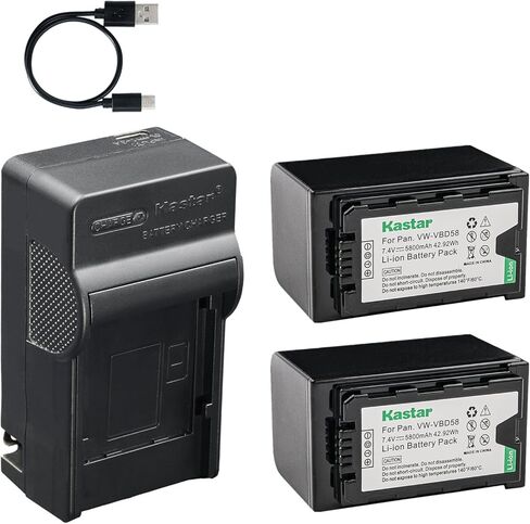 Kastar AC & USB-C Battery Charger, Compatible with VW-VBD29 VW-VBD58 VW-VBD78 VW-VBD98 Camera, for Panasonic Camcorder AG-AC30 AG-HPX250 AJ-PX270 AJ-UX180 HC-X1 HC-X1000 Series in Kuwait