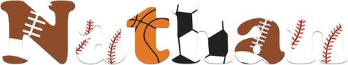 EGD Custom Name with Initial and Sports Balls Design Wall Decal I Soccer Baseball Basketball Football Wall Art Decor I Nursery Wall Stickers I Home Nursery Decoration (Wide 30" (Large)) in Kuwait