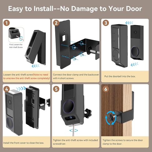 Anti-Theft Video Doorbell Mount, No-Drill Doorbell Camera Mount Only for Wyze Duo Cam Doorbel, Not Block Doorbell Motion Sensor, Doorbell Camera Bracket for Home Rentals Room, Easy to Install in Kuwait