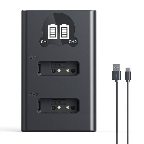 NB-13L CB-2LH Battery Charger for Canon: Compatible with CB-2LHT G1X G1 X Mark III G5X G5X Mark II G7X G7X Mark II III G9X G9X Mark II SX620 SX720 SX730 SX740 HS Digital Camera in Kuwait