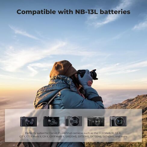 NB-13L CB-2LH Battery Charger for Canon: Compatible with CB-2LHT G1X G1 X Mark III G5X G5X Mark II G7X G7X Mark II III G9X G9X Mark II SX620 SX720 SX730 SX740 HS Digital Camera in Kuwait
