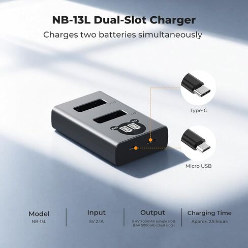 NB-13L CB-2LH Battery Charger for Canon: Compatible with CB-2LHT G1X G1 X Mark III G5X G5X Mark II G7X G7X Mark II III G9X G9X Mark II SX620 SX720 SX730 SX740 HS Digital Camera in Kuwait