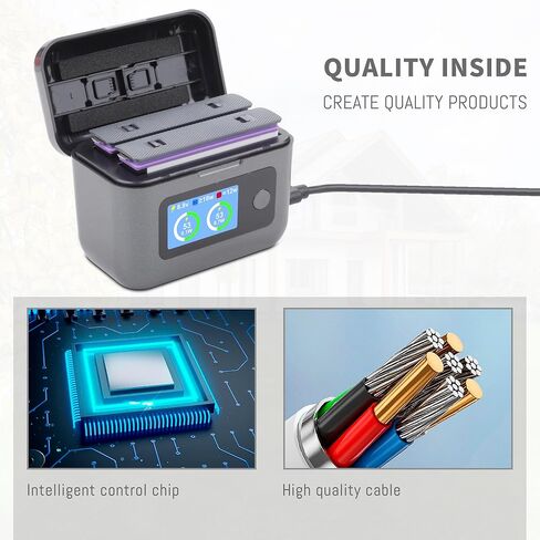 360 X4 Air Battery Charger for Insta360 X4 Air Accessory, 27W Dual-Slot Fast Charging Case, LCD Display Intelligent Two Way Charge Hub for 360 X4 Air Battery, Shows Battery SOC（Batteries not Included） in Kuwait