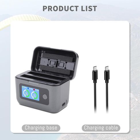 360 X4 Air Battery Charger for Insta360 X4 Air Accessory, 27W Dual-Slot Fast Charging Case, LCD Display Intelligent Two Way Charge Hub for 360 X4 Air Battery, Shows Battery SOC（Batteries not Included） in Kuwait
