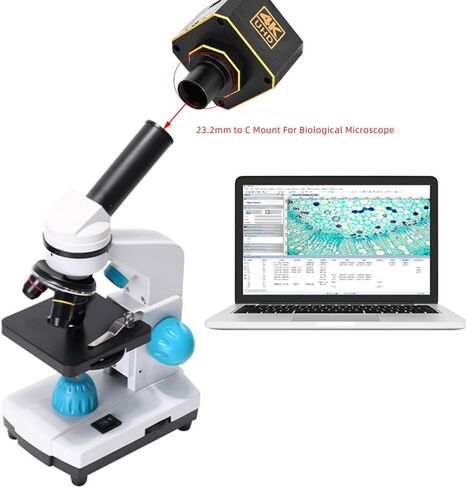 Optical Instruments for 23.2mm to C Mount Adapter Microscope Eyepiece Camera Connector Industrial Video Biological Stereo Microscope Accessory Metal（Color:Black in Kuwait