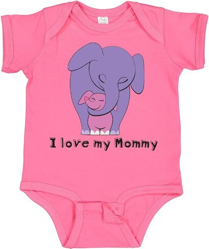 inktastic I Love My Mommy Elephant Purple Pink Baby Bodysuit in Kuwait