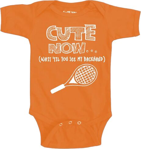 Cute Now... Wait 'Til You See My Backhand - Infant/Baby Tennis Bodysuit Cotton Clothing in Kuwait