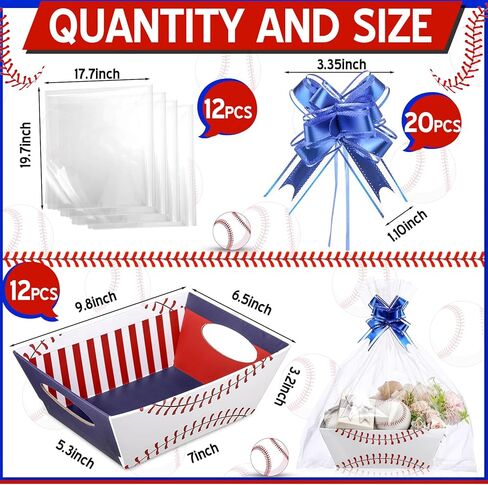 Kolldenn 6 Set Baseball Basket for Gifts Empty Sports Senior Night Basket with Handles and Ribbons Empty Storage Box for Sport Party Favor Holiday Gift Packaging in Saudi Arabia