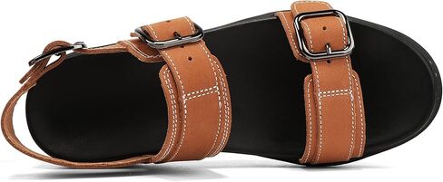 XJQ Women's Genuine Leather Platform Wedge Sandals, Triple Adjustable Straps, Open Toe, Casual, Memory Foam, Slip Resistant in Saudi Arabia