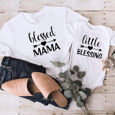 قميص Blessed Mama وBlessed Baby Onesie، ملابس متطابقة للأم والابنة، قمصان متطابقة للأم والابنة، ملابس للأم وأنا، قمصان للفتيات الصغيرات والأطفال حديثي الولادة والأم المسيحية. بمارو1 in Kuwait