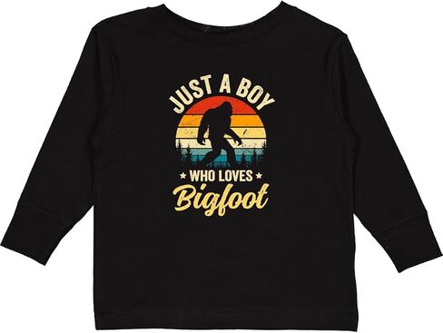 inktastic Just a Boy Who Loves Bigfoot Retro Toddler Long Sleeve T-Shirt in Kuwait