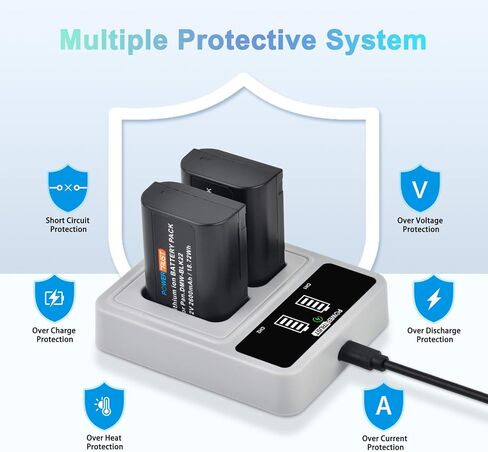 عبوتان من بطارية DMW-BLK22 وشاحن مزدوج LED متوافق مع كاميرات باناسونيك لوميكس DC-S9 G9 S5 S5II S5IIX GH5II GH6 in Kuwait