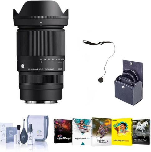 16-300mm f/3.5-6.7 DC OS Contemporary Lens for Fujifilm X, Bundle with 67mm Filter Kit, PC Software Kit, Cap Keeper and Cleaning Kit in Kuwait