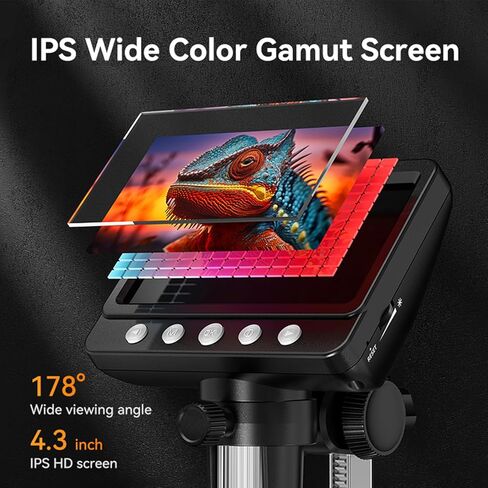 4.3 Inch IPS Digital Microscope 1000x 2MP 1080P with 8 LED Light 32M Storage for Electronics Inspection in Kuwait