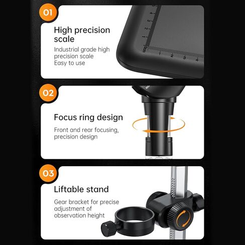 4.3 Inch IPS Digital Microscope 1000x 2MP 1080P with 8 LED Light 32M Storage for Electronics Inspection in Kuwait