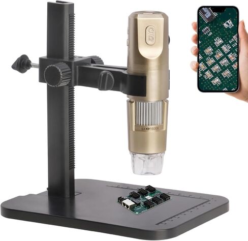 مجهر رقمي Fabater WiFi USB، مجهر لاسلكي محمول بقوة تكبير 0 إلى 1600X، كاميرا 1080P 8 مصابيح LED مع حامل قابل للتعديل لنظام Android لنظام التشغيل OS X Wins PC Phone in Kuwait