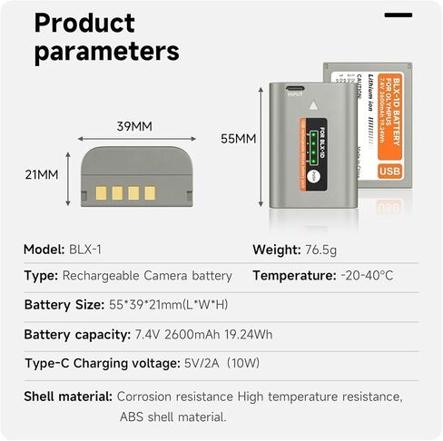 2 Pack BLX-1 Battery Olympus OMSystem OM-1/ OM1/ OM-1 ii / OM1 2 / OM-1 Mark II Mirrorless BLX-1 BLX1 Blx 1 SBCX-1 Lithium-Ion Replacement Camera Battery in Kuwait