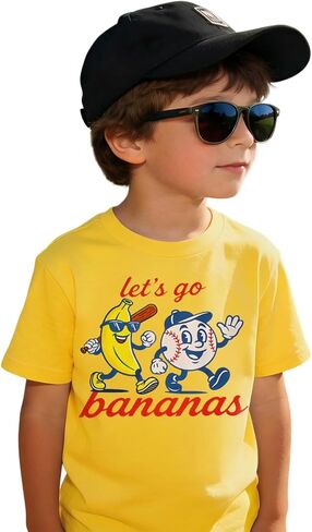 IZYJOY Toddler Girl Boy Baseball Shirt Let’s Go Banana T-Shirt Kids Baseball Outfit Cute Banana Tee Game Day Short Sleeve Top in Saudi Arabia