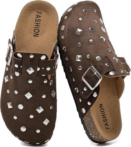 Womens Suede Clogs Mens Mules with Arch Support, Adjustable Buckle Slip On Cork Footbed Sandals Orthopedic Sandals for Women in Kuwait