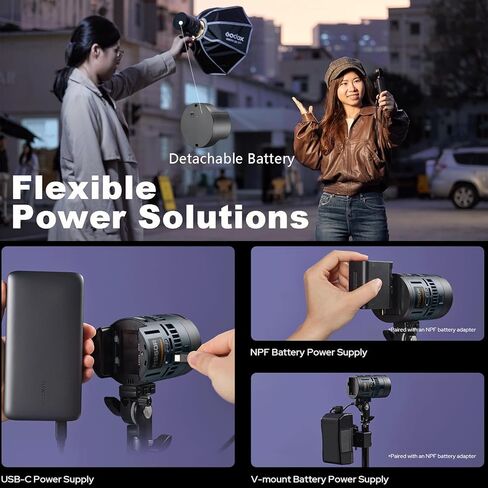 طقم إضاءة فيديو LED Godox RS60Bi، قطعتان من مصابيح الاستوديو 60 وات للتصوير الفوتوغرافي وتسجيل الفيديو والبث المباشر، إضاءة LED مستمرة ثنائية اللون محمولة مع صندوق ناعم، بطارية قابلة للفصل، تحكم DMX/APP in Kuwait