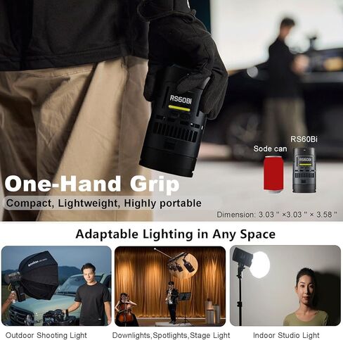 طقم إضاءة فيديو LED Godox RS60Bi، قطعتان من مصابيح الاستوديو 60 وات للتصوير الفوتوغرافي وتسجيل الفيديو والبث المباشر، إضاءة LED مستمرة ثنائية اللون محمولة مع صندوق ناعم، بطارية قابلة للفصل، تحكم DMX/APP in Kuwait