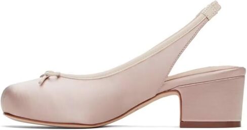 حذاء Agodor Slingback للنساء مكشكش من الساتان الوردي حذاء الباليه Mary Jane مع قوس عند الأصابع مربعة حذاء راقصة الباليه بكعب منخفض مكتنز وحزام خلفي مرن مريح فستان باليه US5.5 in Kuwait