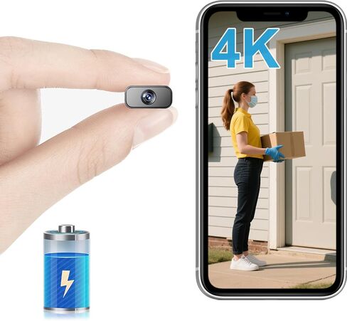Wireless Wifi Ultra Mini Battery Camera,4KHD Live Video,Pocket-Sized-Compact Tiny Security Cameras,30-Day Standby Time with Night Vision & Motion Detection,Nanny Cam for Home,Baby Monitor,Pet Monitor in Kuwait