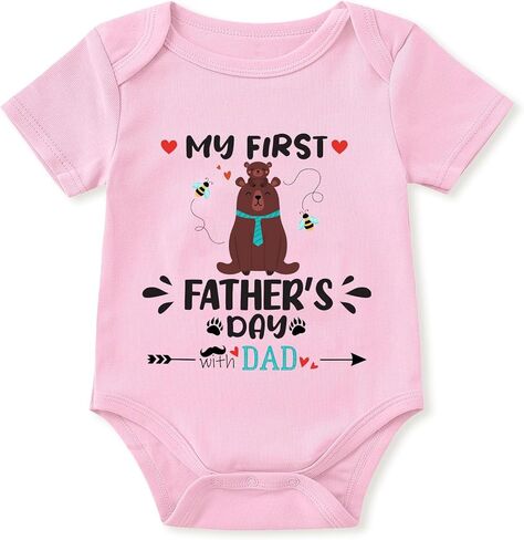 Baby Boy Girl First Father's Day Onesie Cute Cotton Infant Fathers Day Bodysuit 0-12 Months in Kuwait