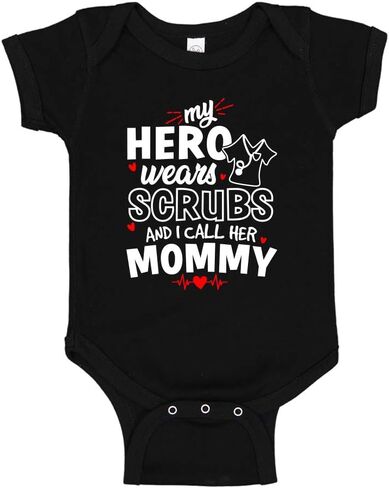 My Hero Wears Scrubs and I Call Her Mommy Cute Baby Bodysuit/Toddler T-Shirt for Nurse Mom in Saudi Arabia