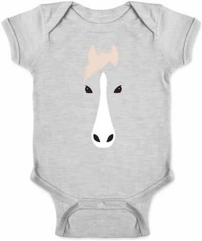 Pop Threads Horse Animal Face Cute Funny Infant Baby Boy Girl Bodysuit in Kuwait