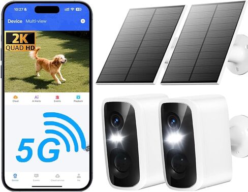 Security Cameras Wireless Outdoor,4MP Outdoor WiFi Wireless Cameras,Outside Battery Powered Camera for Home Security,AI Motion Detection,Color Night Vision,Spotlight,Siren Alarm,SD/Cloud Storage,2Pack in Saudi Arabia