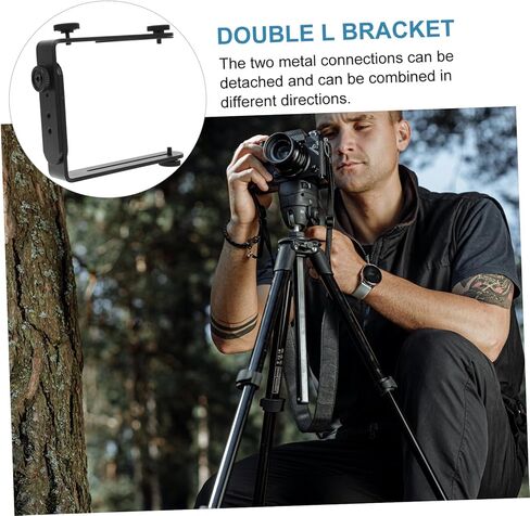 OSALADI Metal Shape Flash Light Bracket Screw Camera Mount Holder Detachable Dual Metal Connections Matte Non Slip Surface for DSLR and LED Photography Lighting in Kuwait
