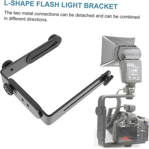 OSALADI Metal Shape Flash Light Bracket Screw Camera Mount Holder Detachable Dual Metal Connections Matte Non Slip Surface for DSLR and LED Photography Lighting in Kuwait