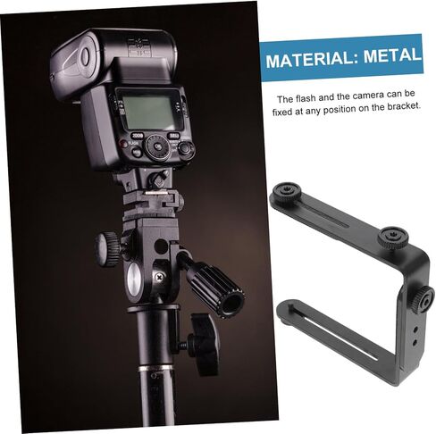 Housoutil Dual Shape Flash Light Holder Bracket for Tripods Detachable Metal Camera Mount with Direction Professional Photography Accessories for DSLR and LED Lighting in Kuwait
