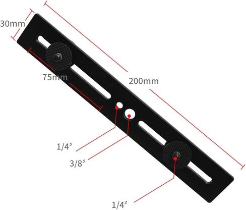 Flash Bracket Accessory Aluminum Alloy Compatible Black Double Head 1/4" Screw Hole and Hot Shoe Mount Camera Mount in Kuwait