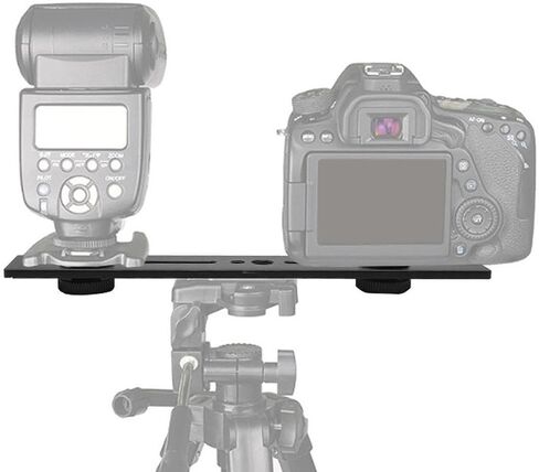 Flash Bracket Accessory Aluminum Alloy Compatible Black Double Head 1/4" Screw Hole and Hot Shoe Mount Camera Mount in Kuwait