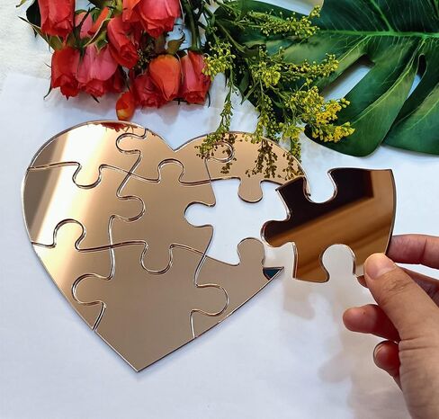 Blank Heart Shape Jigsaw Puzzle,Laser Cut Unfinished Wood Blank Puzzles for DIY Making Scrapbook Crafts with 9 Pieces (Wood) in Saudi Arabia