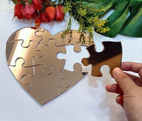 Blank Heart Shape Jigsaw Puzzle,Laser Cut Unfinished Wood Blank Puzzles for DIY Making Scrapbook Crafts with 9 Pieces (Wood) in Saudi Arabia