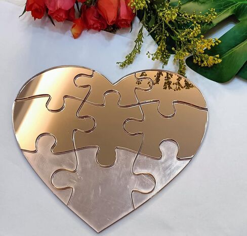 Blank Heart Shape Jigsaw Puzzle,Laser Cut Unfinished Wood Blank Puzzles for DIY Making Scrapbook Crafts with 9 Pieces (Wood) in Saudi Arabia