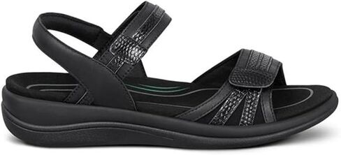 Orthofeet Women's Orthopedic Paloma Adjustable Leather Sandal, Black Metallic, Size 8 in Kuwait