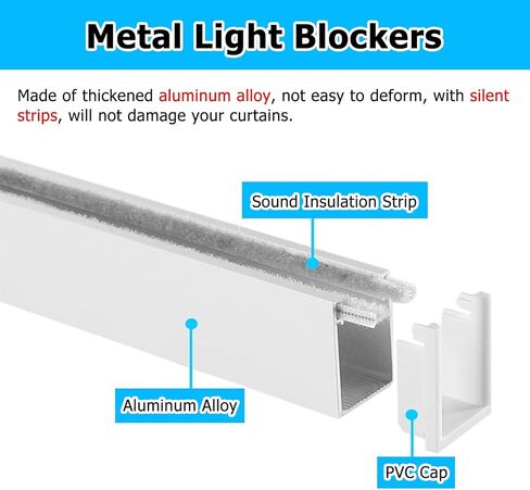 Extra Long U-Channel Light Gap Blockers for Blinds & Shades - Effective Light Blocking Strips for Nursery, Bedroom, Dormitory - Enhance Privacy & Sleep Quality in Kuwait