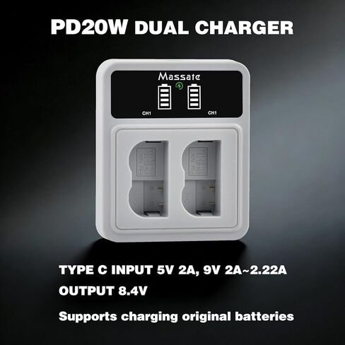2-Pack 2600mAh EN-EL15c EN-EL15 Battery & LED PD20W Fast Charger—Full Power 2.5Hrs, for Nikon D500 D600 D610 D750 D800 D800e D810 D810a D850 D7000 D7100 D7200 D7500, Z5 Z6 Z6II Z7 Z7II Z8, 1V1 in Kuwait