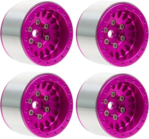 إطارات عجلة Beadlock من الألومنيوم مقاس 1.0 بوصة باستخدام الحاسب الآلي لـ 1/18 TRX4M 1/24 محوري SCX24 AX24 FMS FCX24 RC ترقية الزواحف (أرجواني) in Saudi Arabia