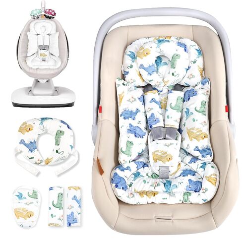 TANOFAR Infant Car Seat Insert with Removable Cushion for Baby Boys, Reversible Newborn Carseat Insert for Baby Head Body Support, Fits for Stroller, Baby Swing, Bouncer (Dinosaur) in Saudi Arabia