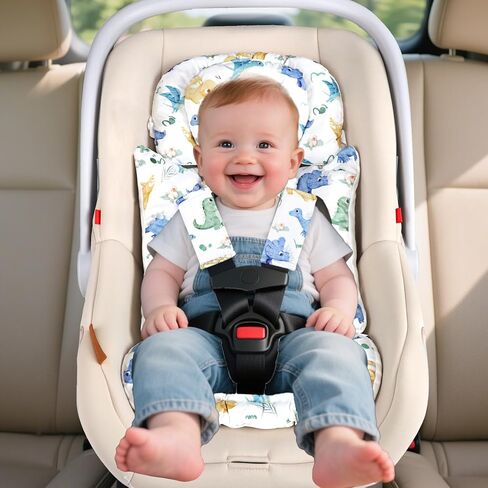 TANOFAR Infant Car Seat Insert with Removable Cushion for Baby Boys, Reversible Newborn Carseat Insert for Baby Head Body Support, Fits for Stroller, Baby Swing, Bouncer (Dinosaur) in Saudi Arabia