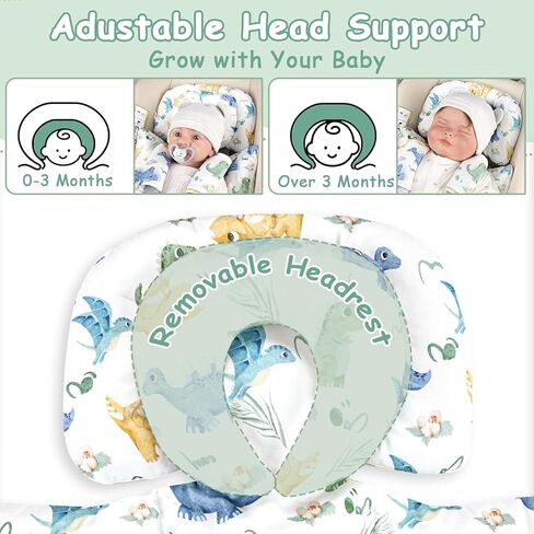 TANOFAR Infant Car Seat Insert with Removable Cushion for Baby Boys, Reversible Newborn Carseat Insert for Baby Head Body Support, Fits for Stroller, Baby Swing, Bouncer (Dinosaur) in Saudi Arabia