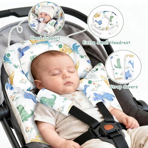 TANOFAR Infant Car Seat Insert with Removable Cushion for Baby Boys, Reversible Newborn Carseat Insert for Baby Head Body Support, Fits for Stroller, Baby Swing, Bouncer (Dinosaur) in Saudi Arabia