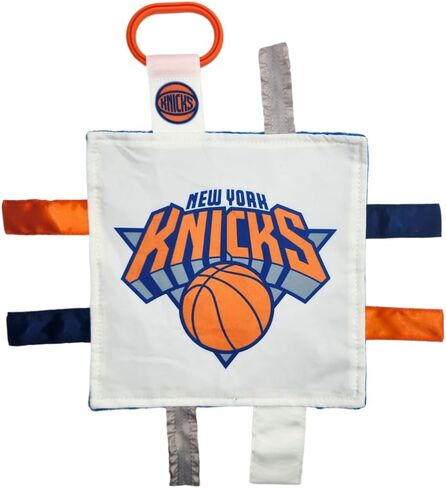 The Learning Lovey New York Knicks Baby Tag Toy, NBA Basketball Sensory Crinkle Toys, Soft & Safe, Ideal Stroller, BPA-Free with Clip, 8" x 8" in Kuwait