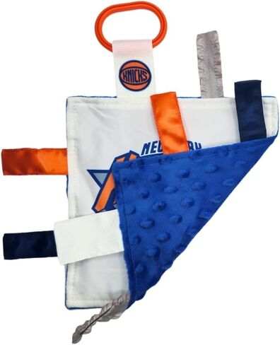 The Learning Lovey New York Knicks Baby Tag Toy, NBA Basketball Sensory Crinkle Toys, Soft & Safe, Ideal Stroller, BPA-Free with Clip, 8" x 8" in Kuwait